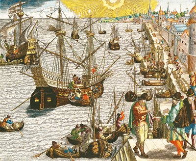 Departure from Lisbon for Brazil, the East Indies and America, Illustration from 